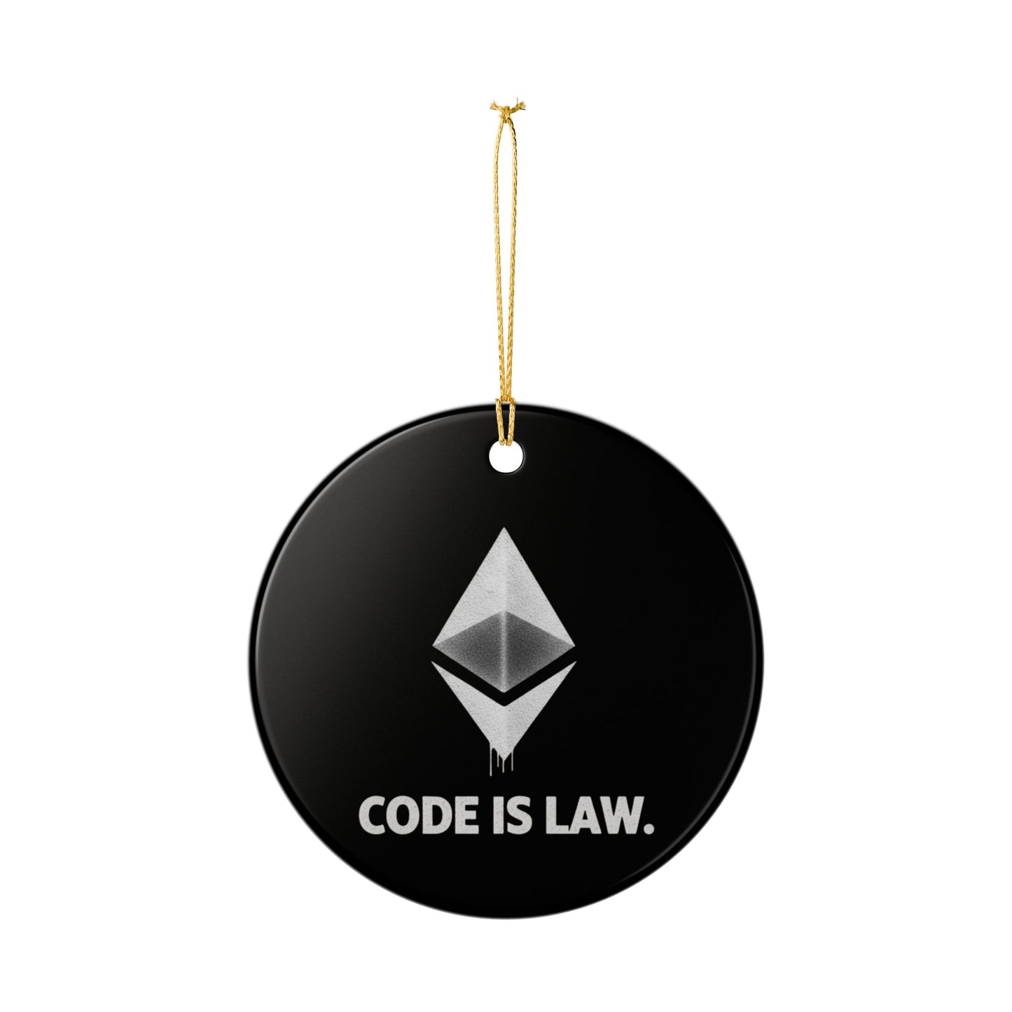 Ethereum 'Code Is Law' Ceramic Ornament — Crypto Holiday Decoration