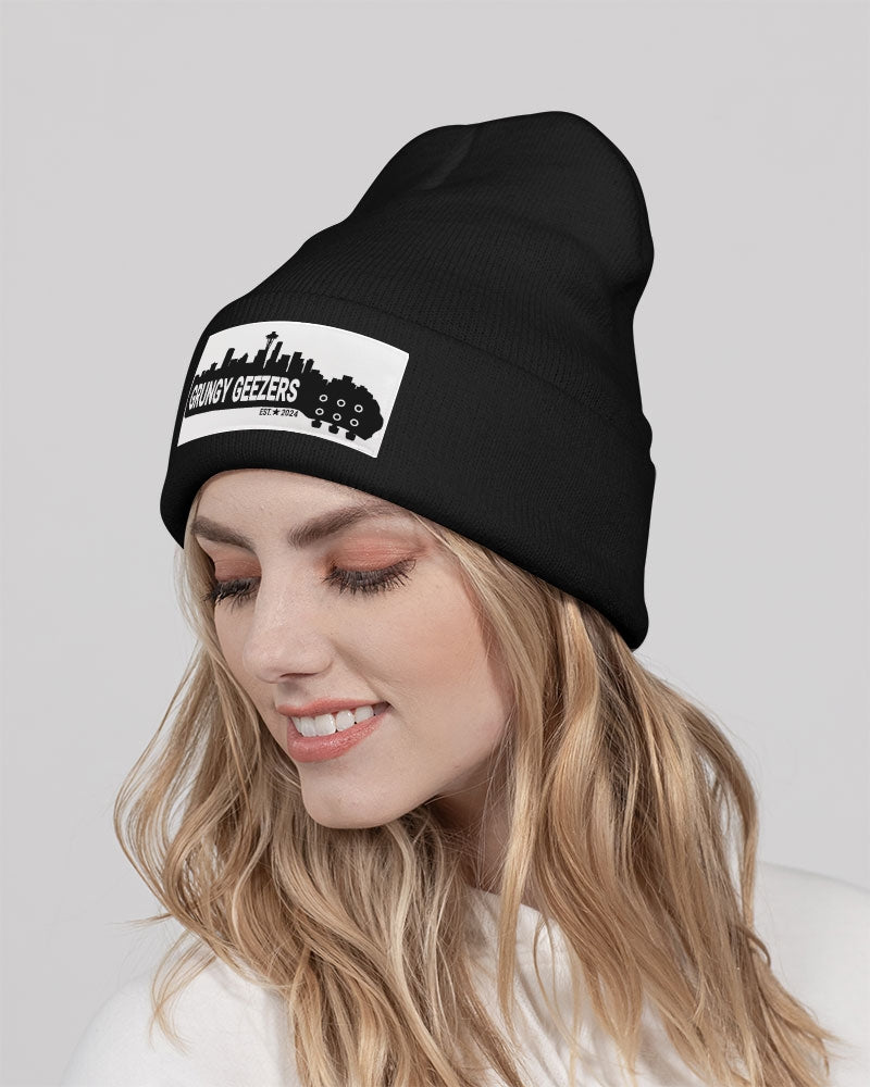 Grungy Geezers Guitar Neck Black and White Solid Knit Beanie | Sportsman