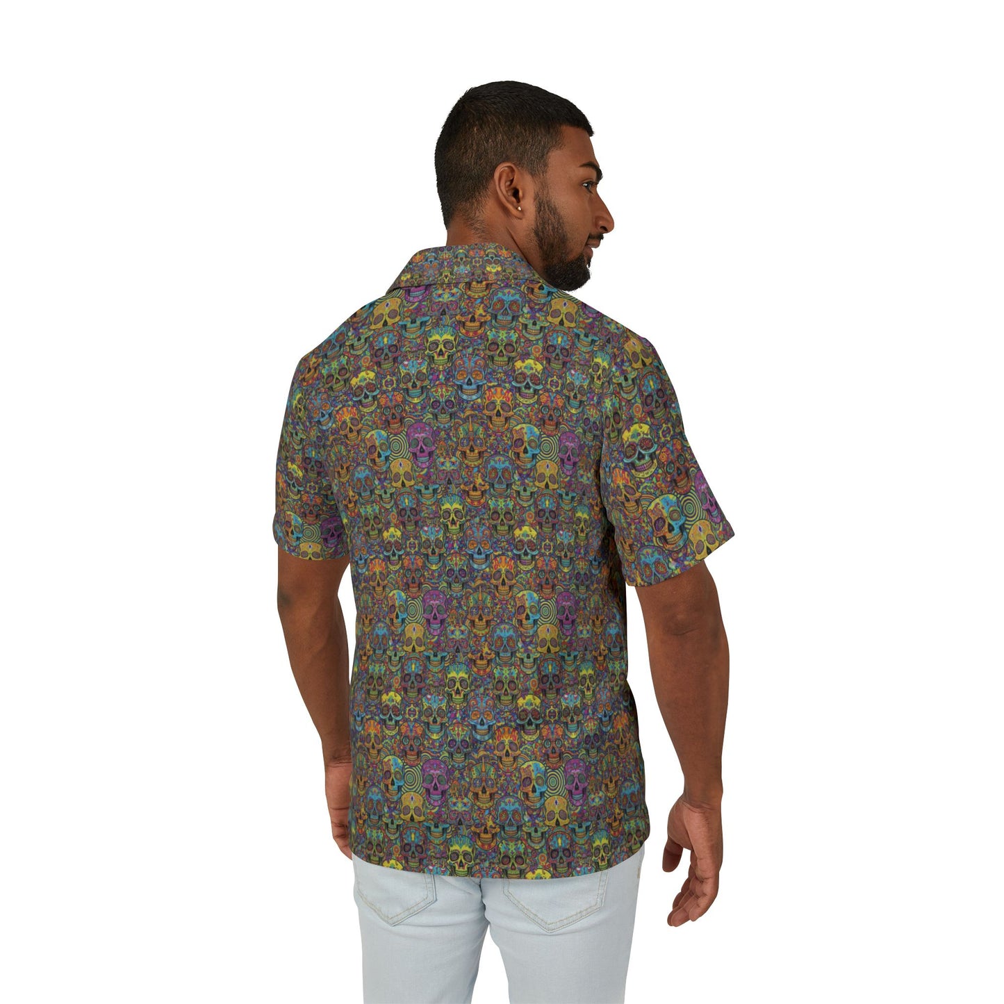 Men's Hawaiian Camp Shirt Sugar Skull Pattern