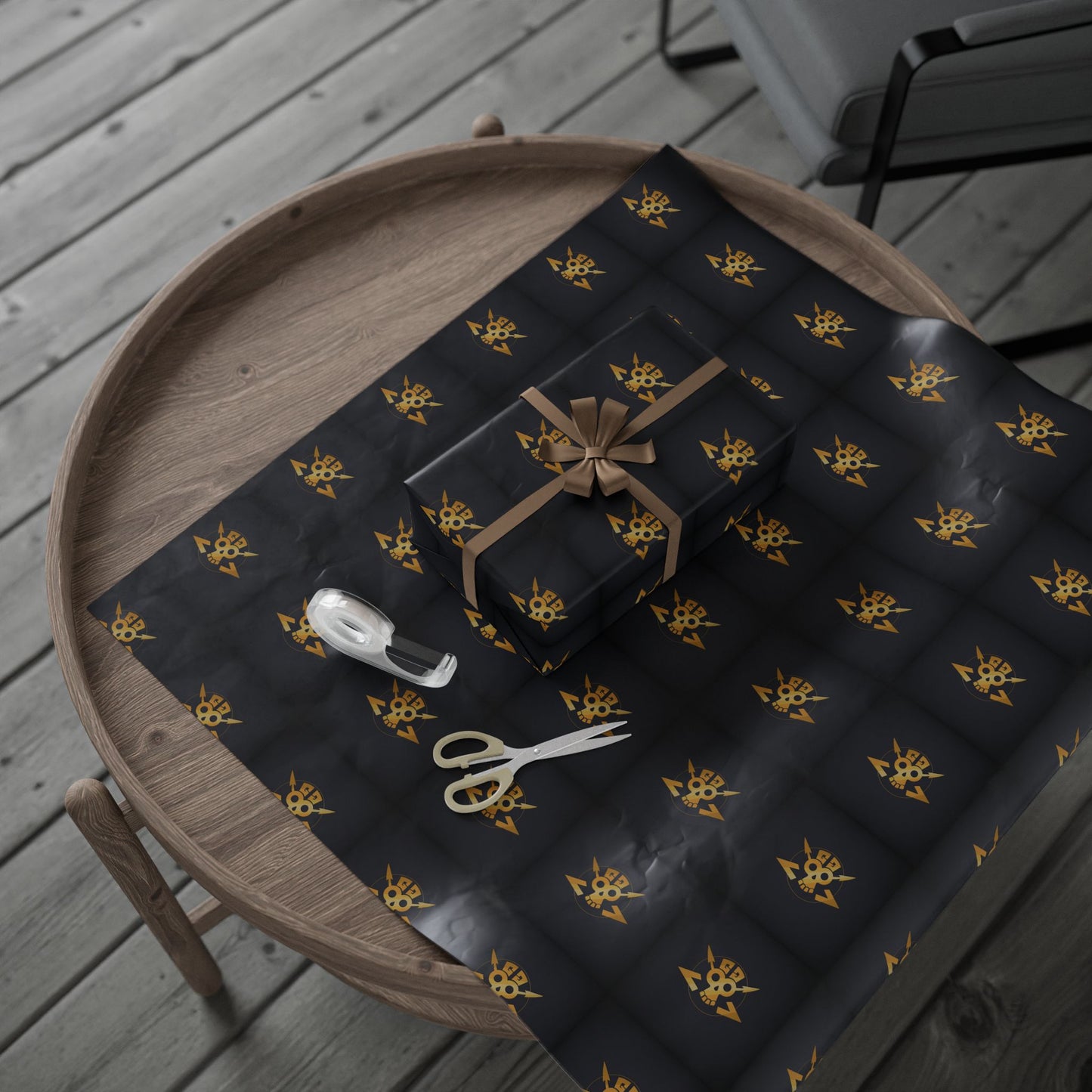Grungy Geezers Black & Gold Fleur Gift Wrapping Paper — Elegant Luxury Present Wrap