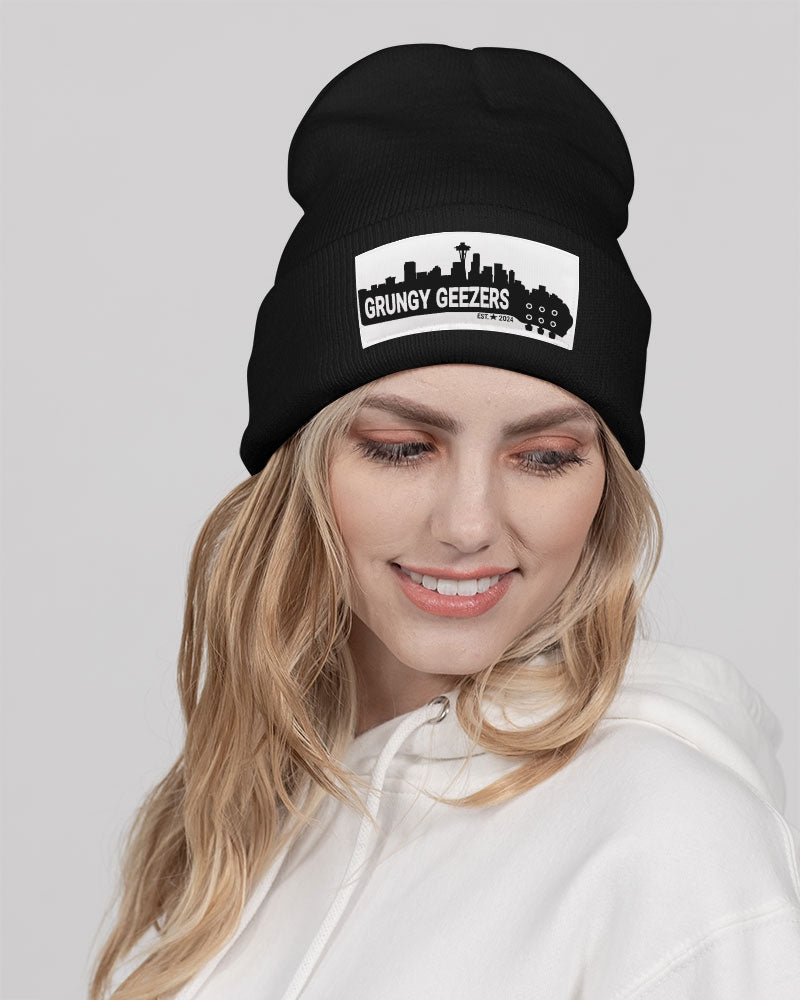 Grungy Geezers Guitar Neck Black and White Solid Knit Beanie | Sportsman