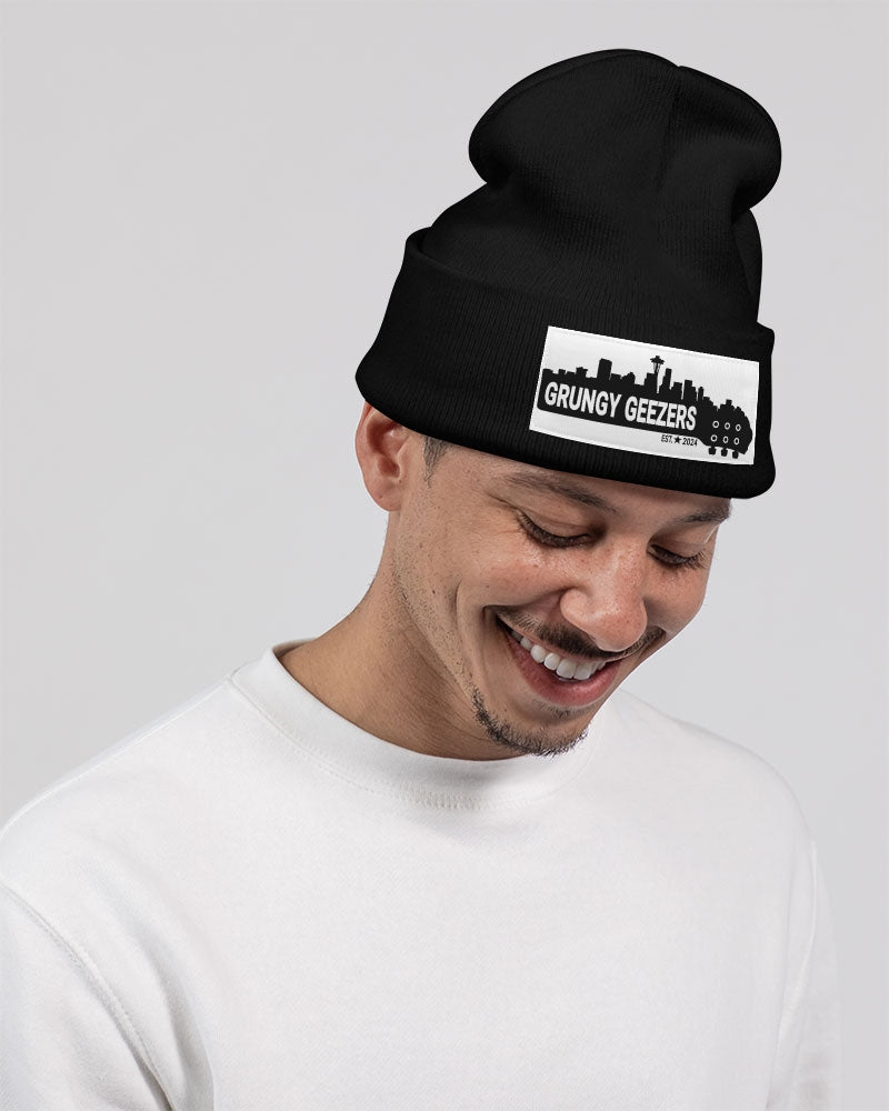 Grungy Geezers Guitar Neck Black and White Solid Knit Beanie | Sportsman
