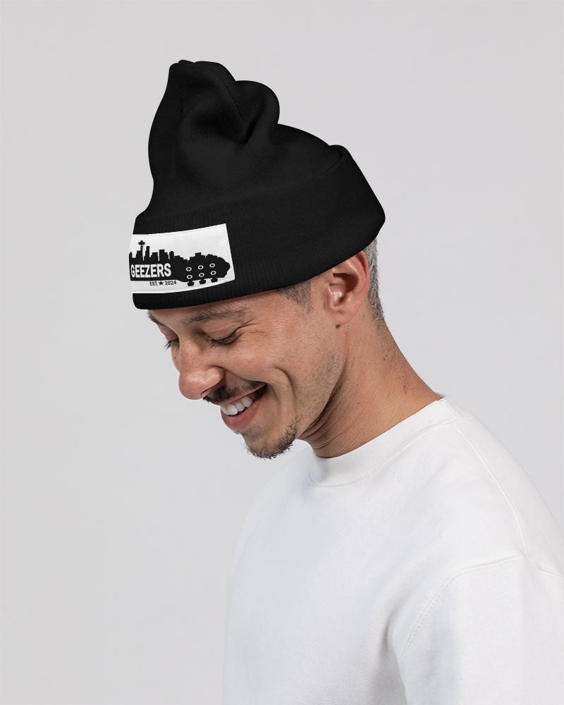 Grungy Geezers Guitar Neck Black and White Solid Knit Beanie | Sportsman