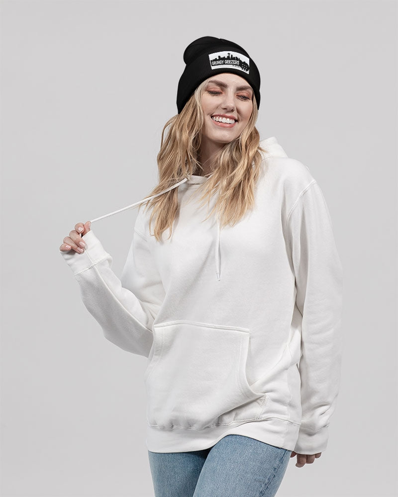 Grungy Geezers Guitar Neck Black and White Solid Knit Beanie | Sportsman