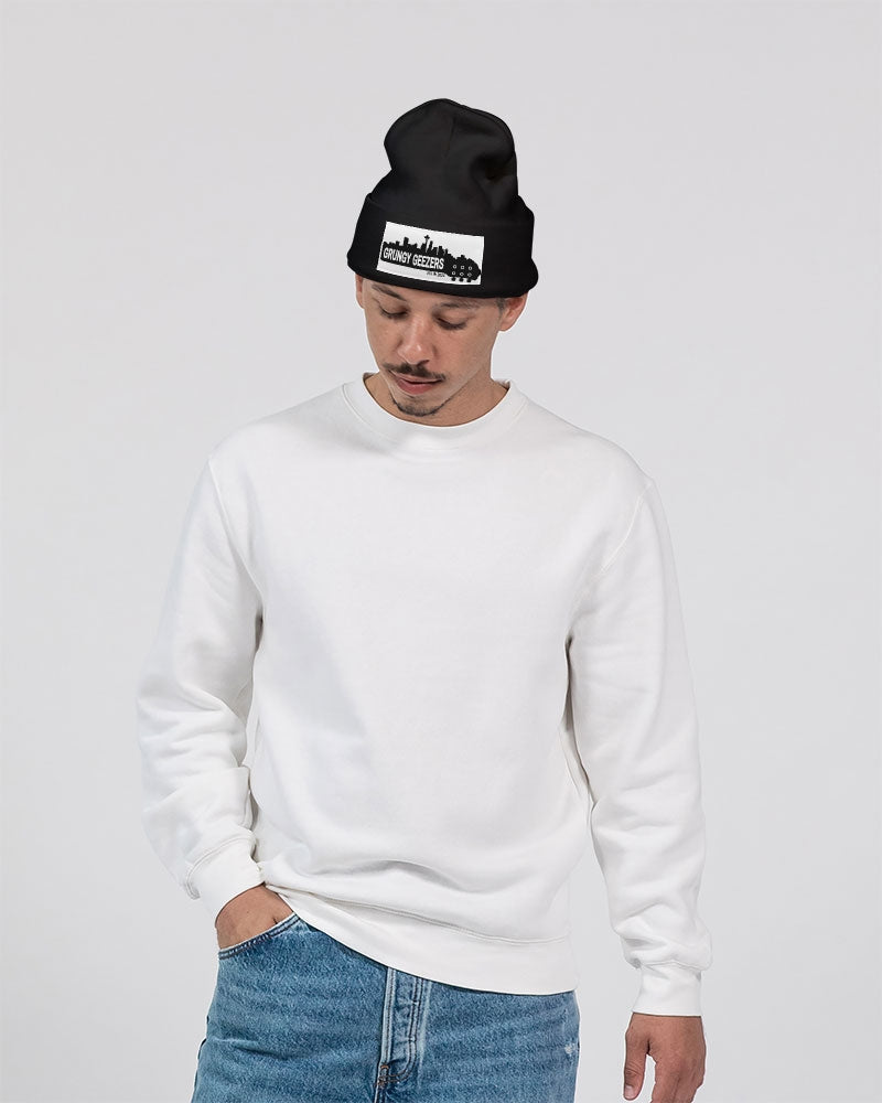 Grungy Geezers Guitar Neck Black and White Solid Knit Beanie | Sportsman