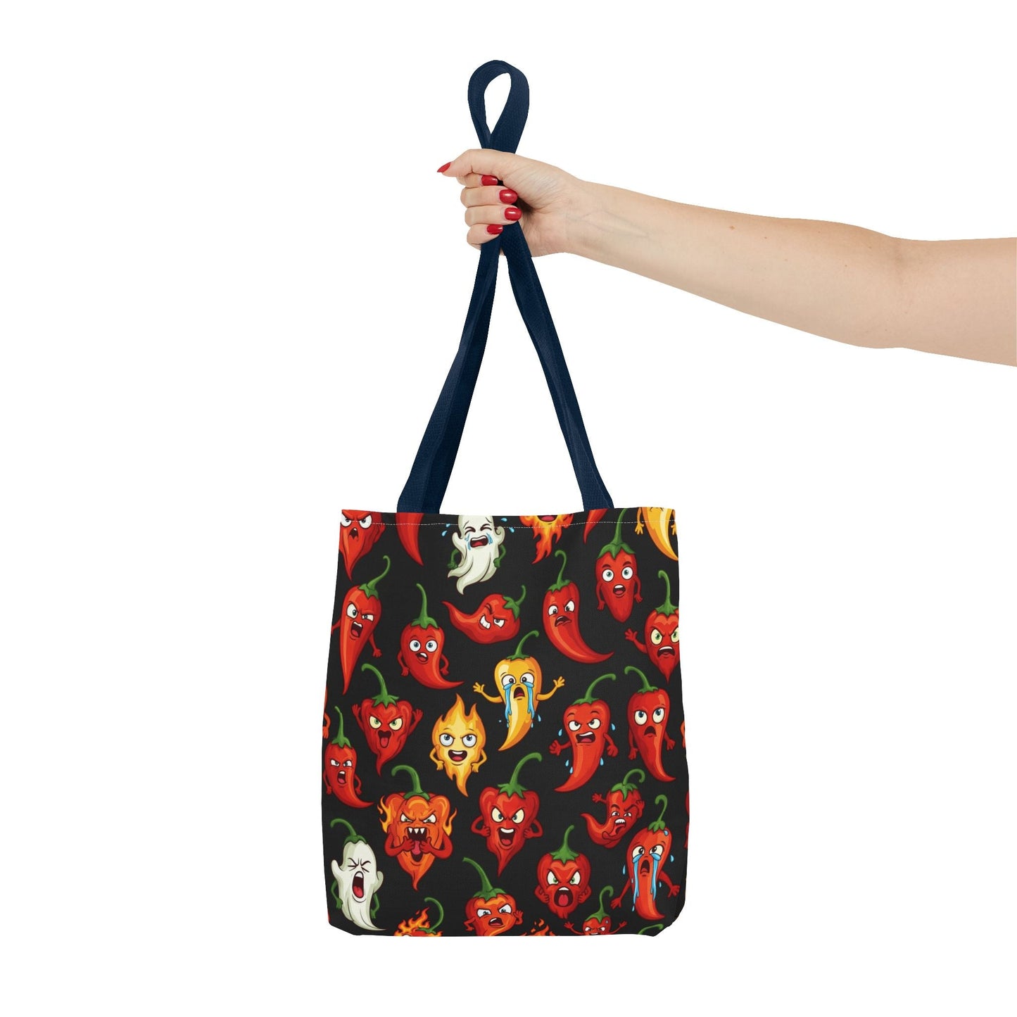 IC Spicy Pepper Tote Bag, Fun Grocery Bag, Cute Gift for Foodies, Chili Pepper Pattern, Stylish Eco - Friendly Bag, Perfect for Markets - The Enchanted Bonsai Bazaar