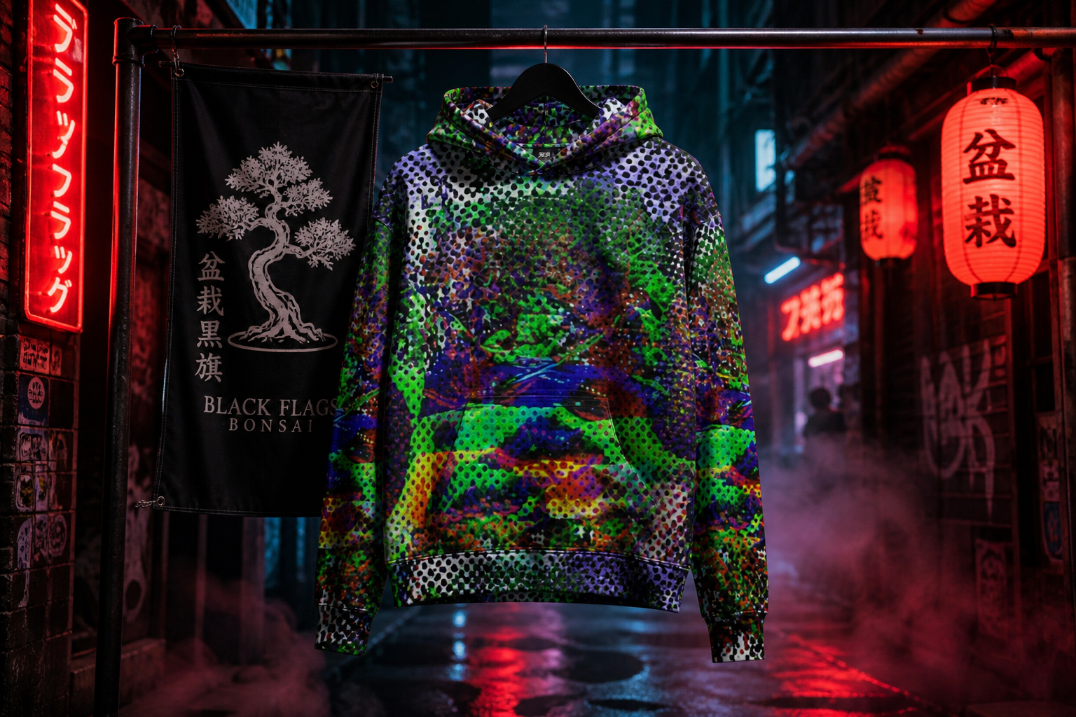 Black Flags and Bonsai Men's All-Over Print Hoodie — lifestyle