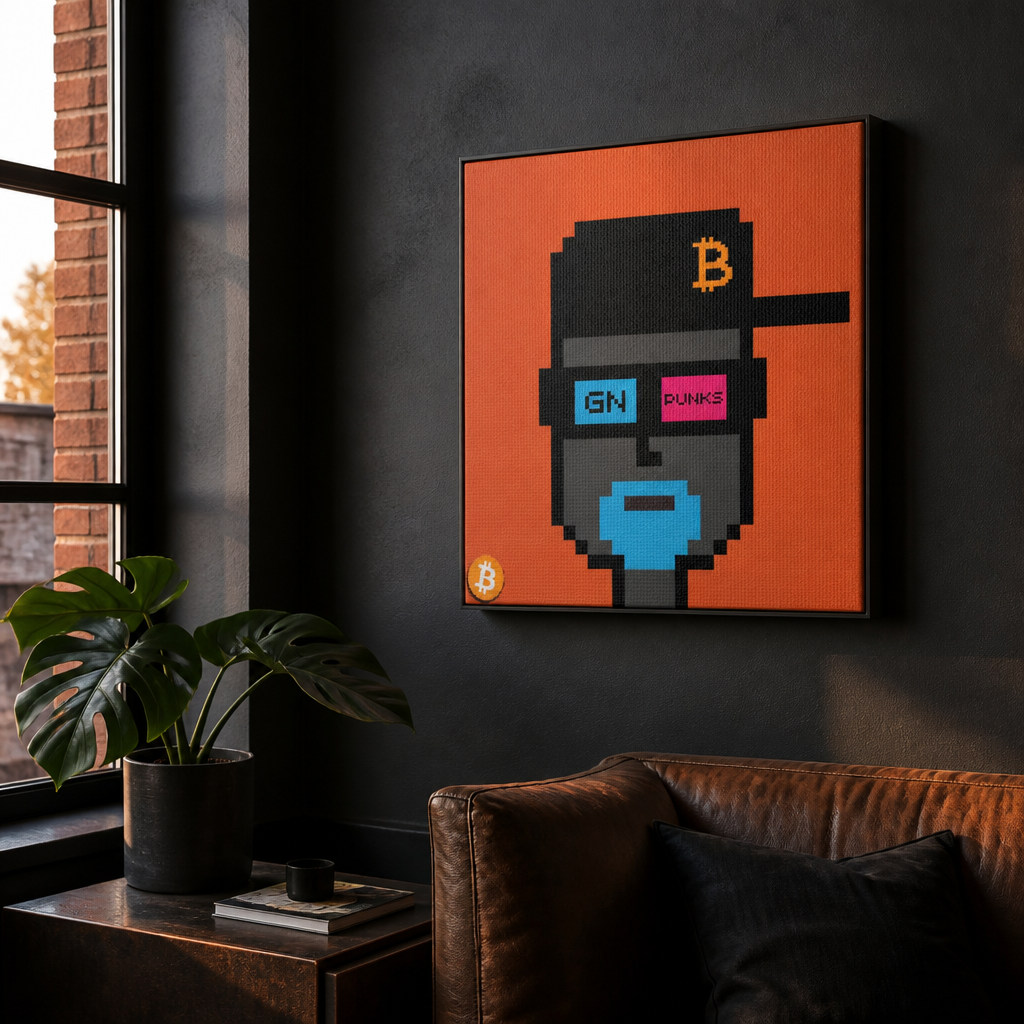 GNight Punks "Satoshi's Glow" BTC Orange Canvas Art — lifestyle