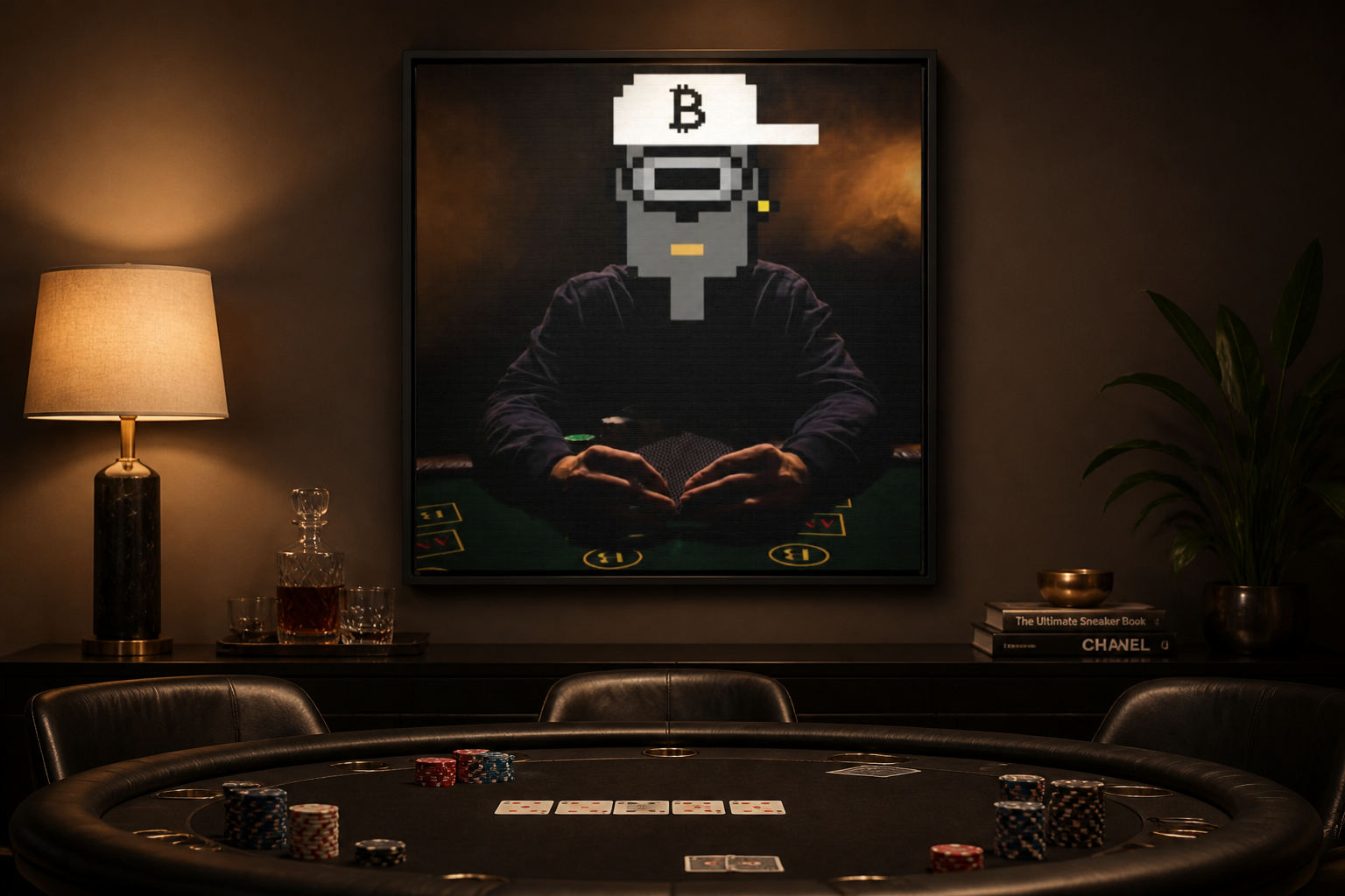 T3kNo-Logic | GNight Punks "Poker Night Glory" Canvas Art — lifestyle