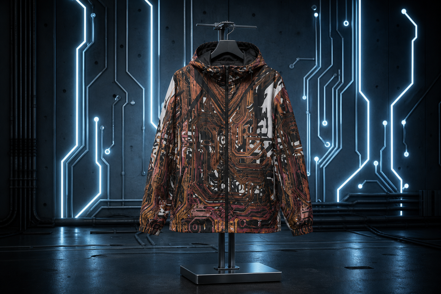 T3kNo-Logic | Root Circuitry Men's All-Over Print Windbreaker — lifestyle