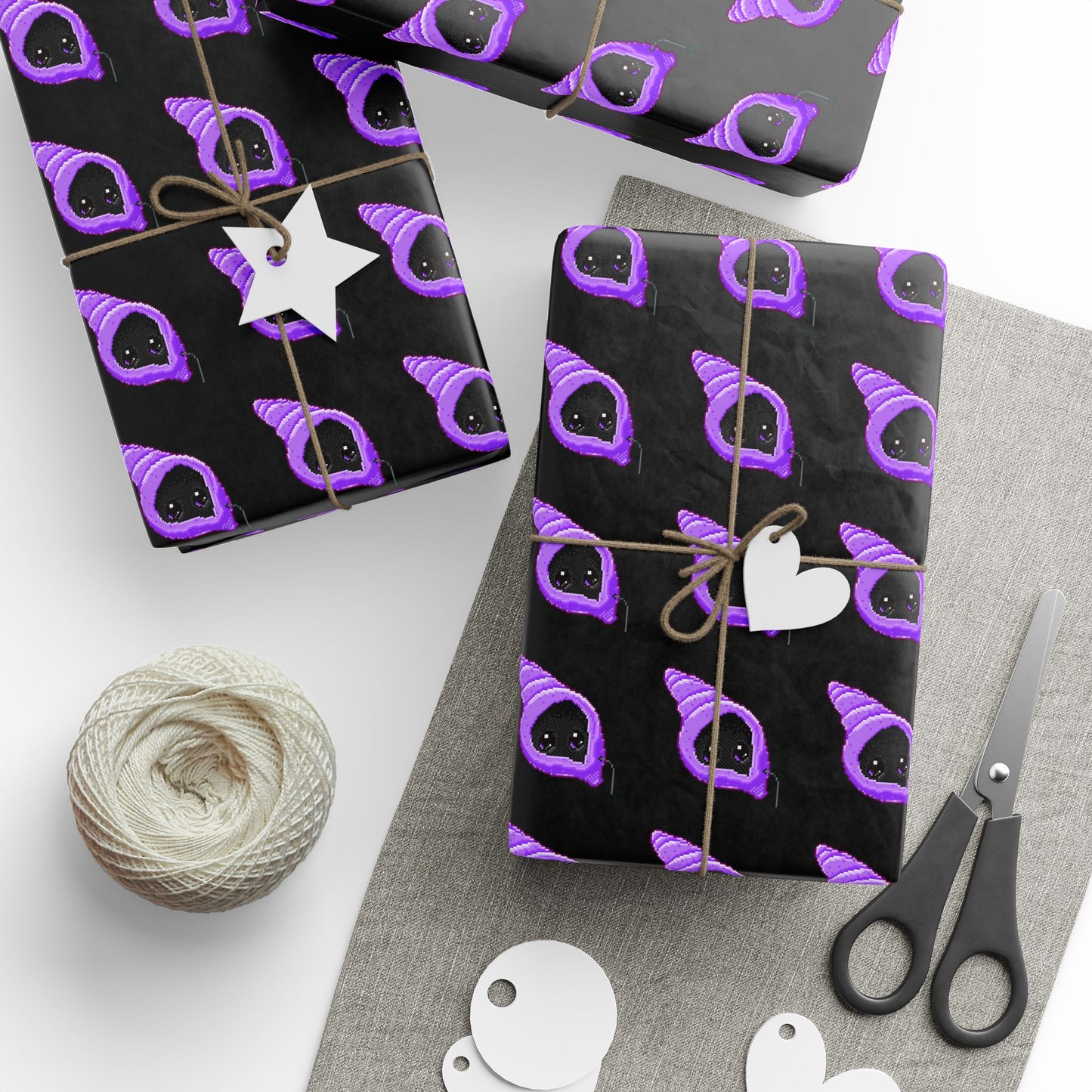 NAK STRATS Pattern Wrapping Paper — Cute Gothic Gift Wrap for Halloween & Cat Lovers