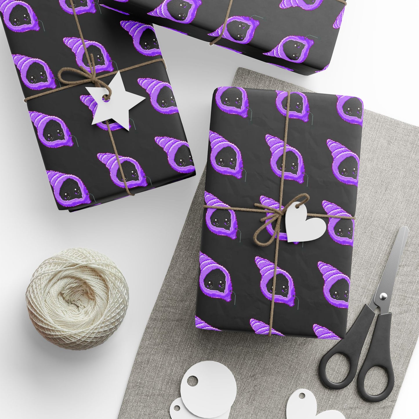 NAK STRATS Pattern Wrapping Paper — Cute Gothic Gift Wrap for Halloween & Cat Lovers
