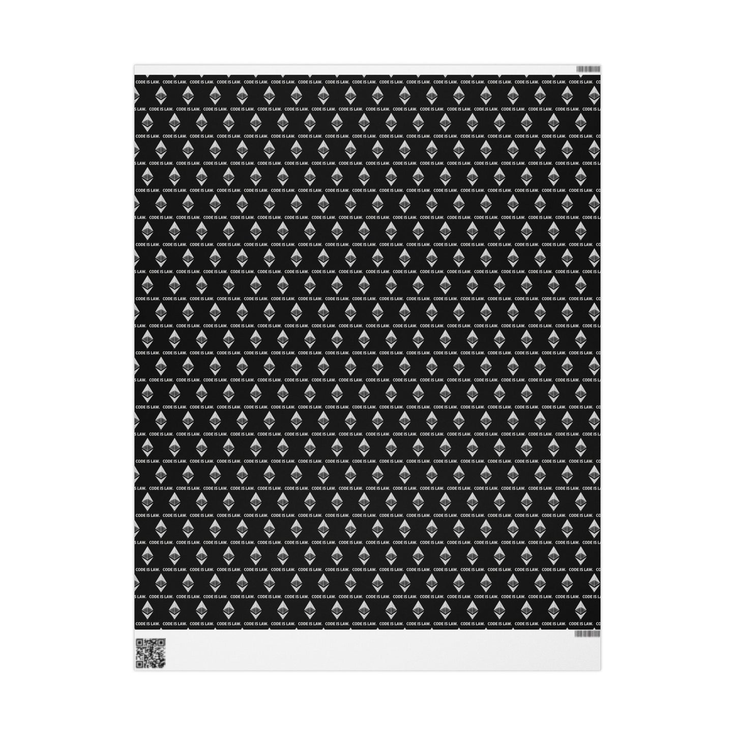 Wrapping Paper — Black Diamond Pattern with "Code is Law" Text