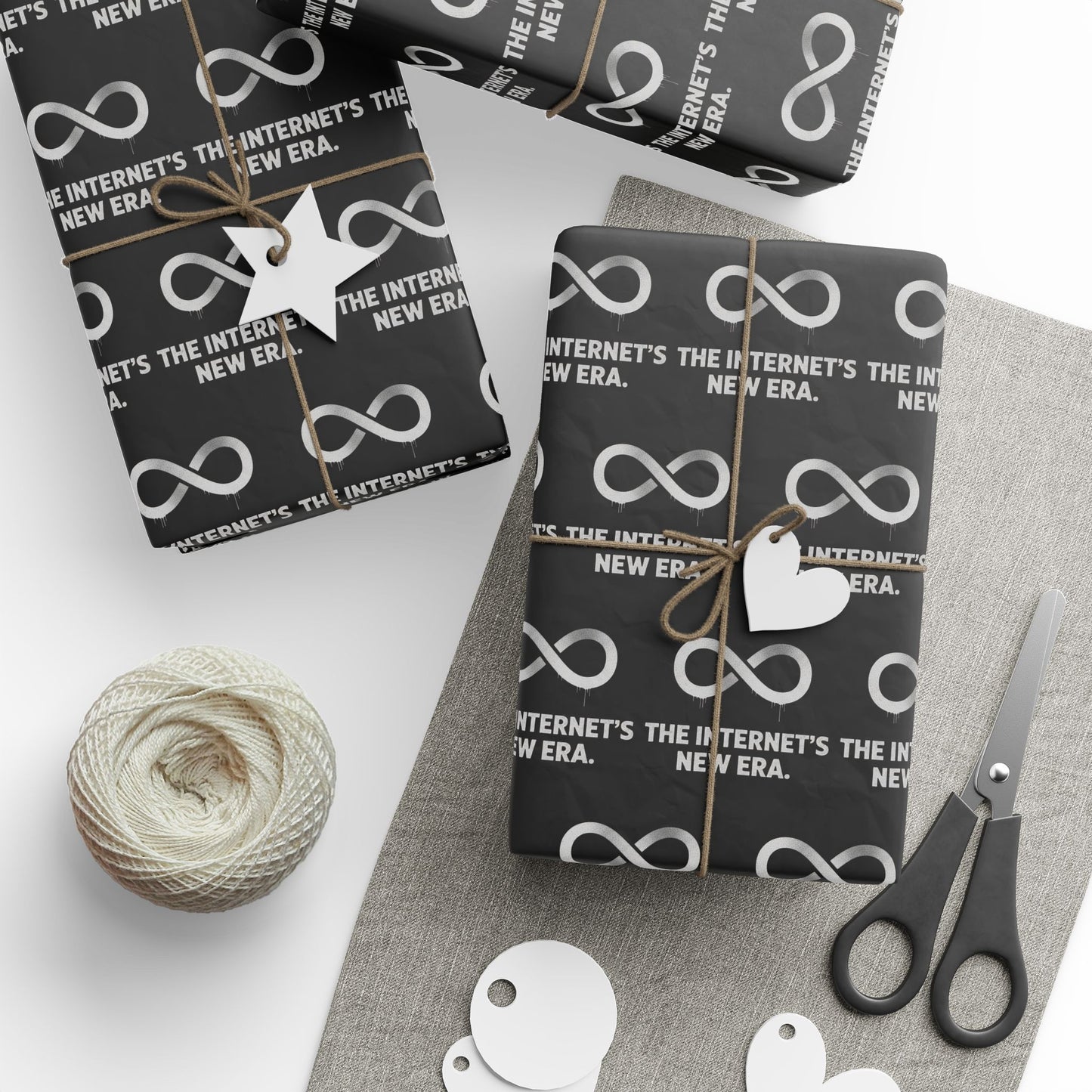 Wrapping Paper — Black Infinity Logo & “The Internet’s New Era.” Gift Wrap