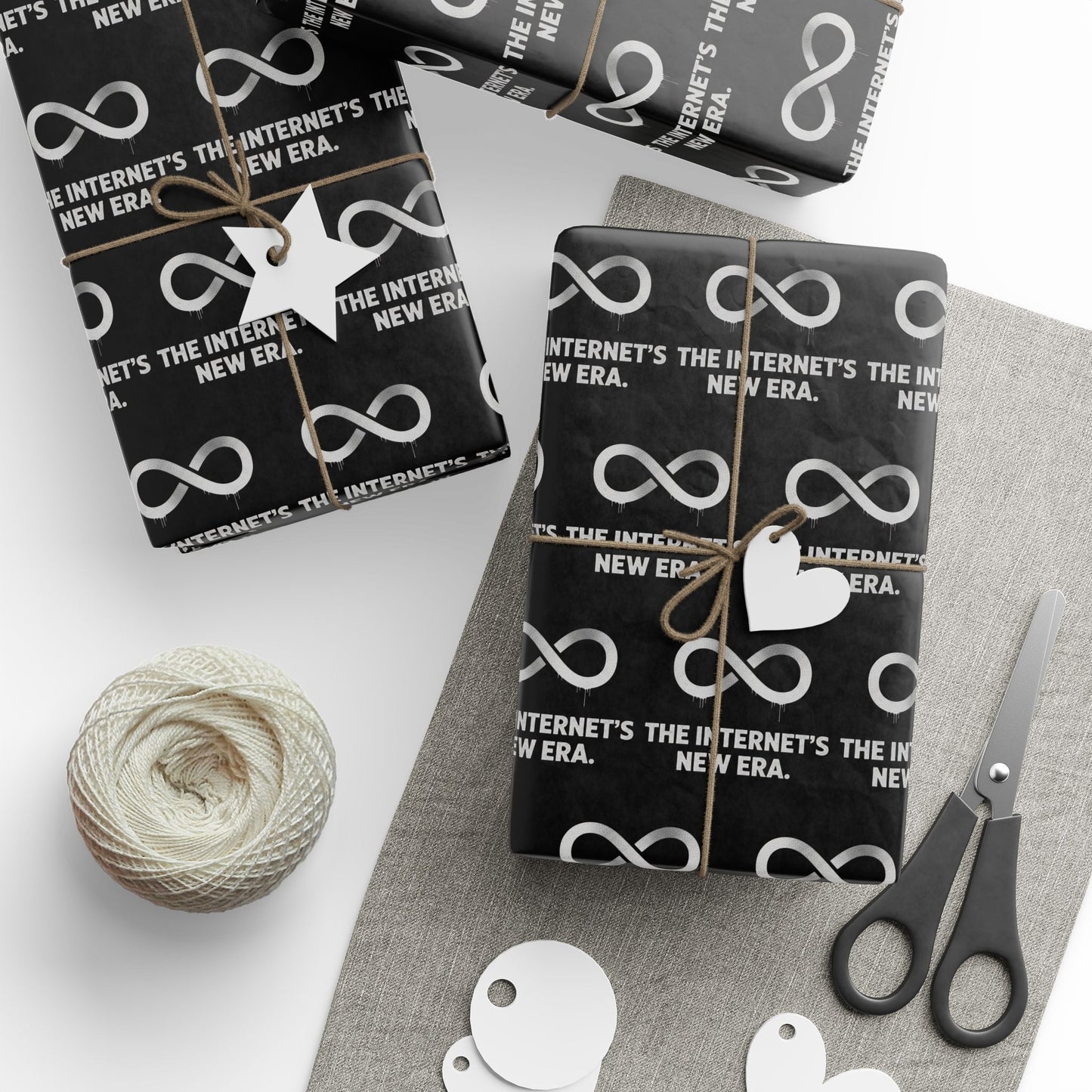 Wrapping Paper — Black Infinity Logo & “The Internet’s New Era.” Gift Wrap