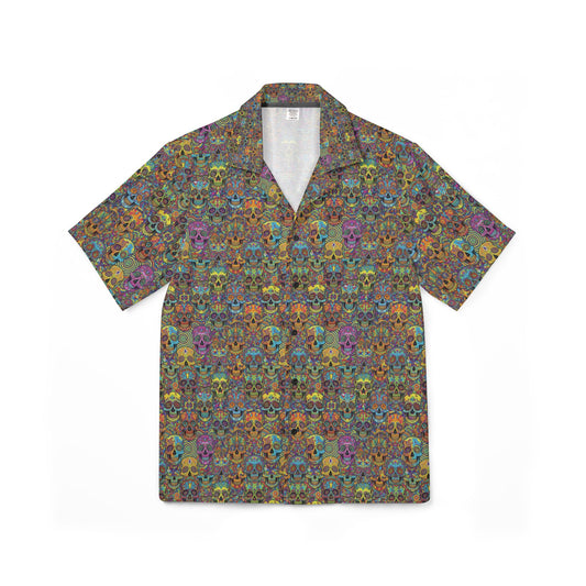 Men's Hawaiian Camp Shirt Sugar Skull Pattern