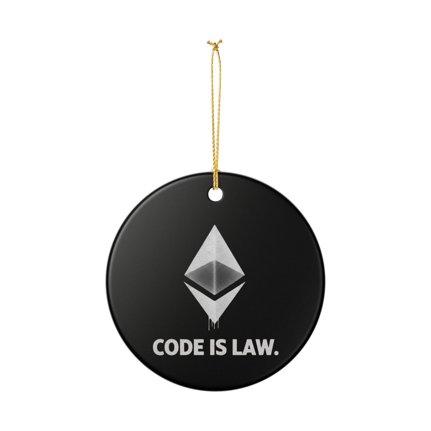 Ethereum 'Code Is Law' Ceramic Ornament — Crypto Holiday Decoration