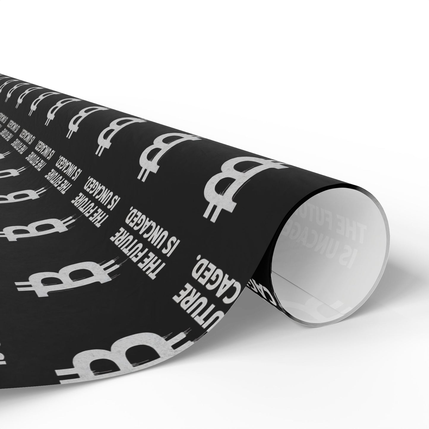 Bitcoin 'The Future Is Uncaged' Black Wrapping Paper - Crypto Gift Wrap