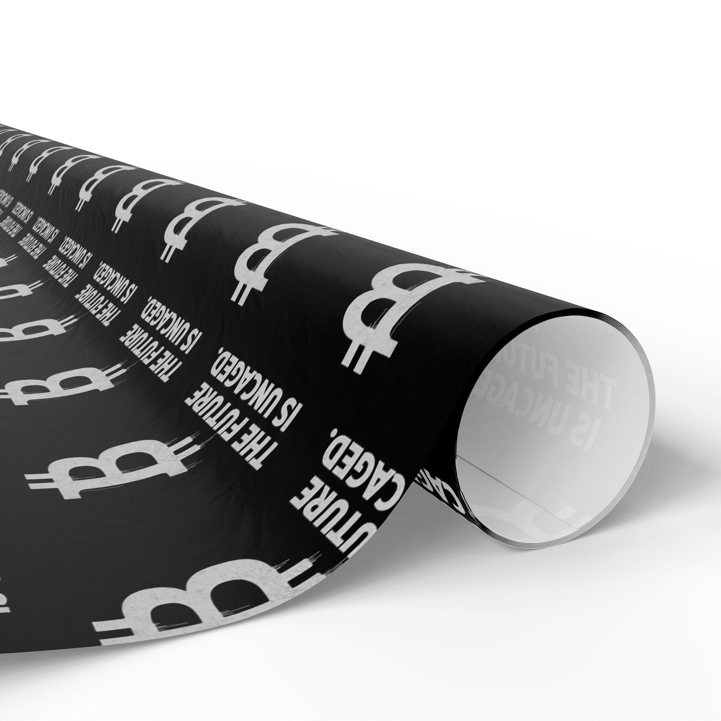 Bitcoin 'The Future Is Uncaged' Black Wrapping Paper - Crypto Gift Wrap