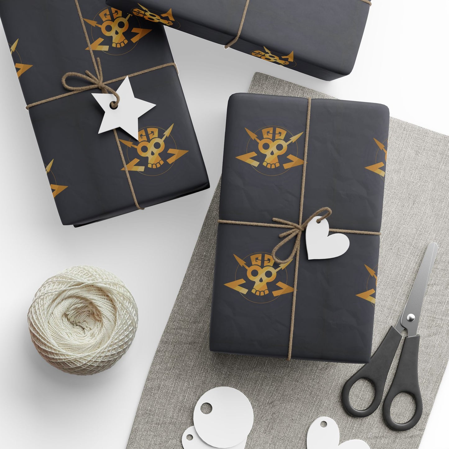 Grungy Geezers Black & Gold Fleur Gift Wrapping Paper — Elegant Luxury Present Wrap