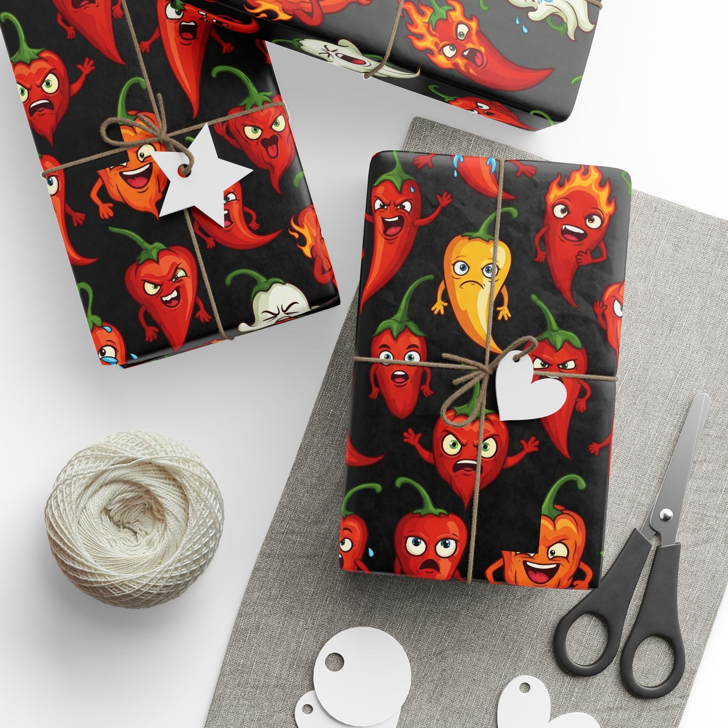 IC Spicy Pepper Pattern Wrapping Paper — Fun Chili Pepper Gift Wrap for Foodies & Fiesta Parties