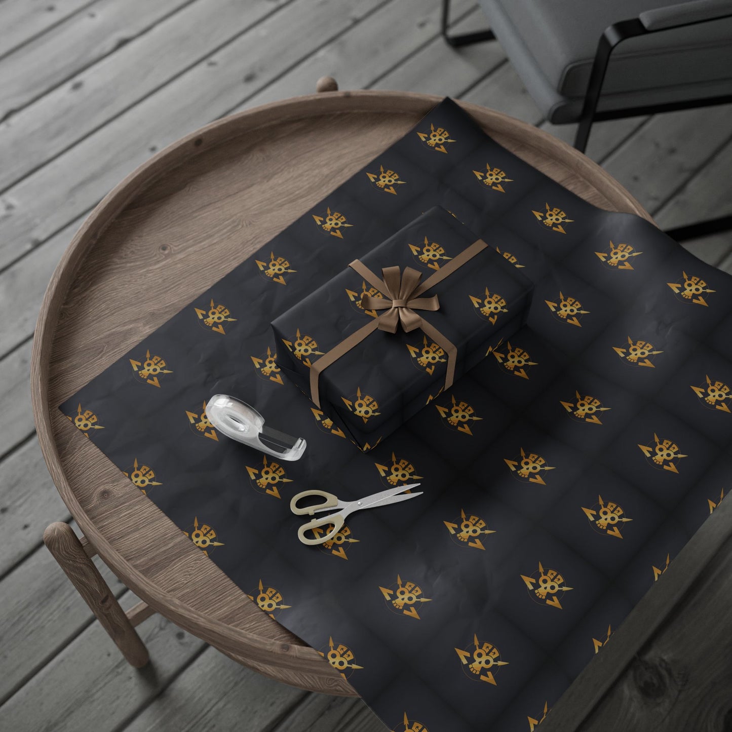 Grungy Geezers Black & Gold Fleur Gift Wrapping Paper — Elegant Luxury Present Wrap