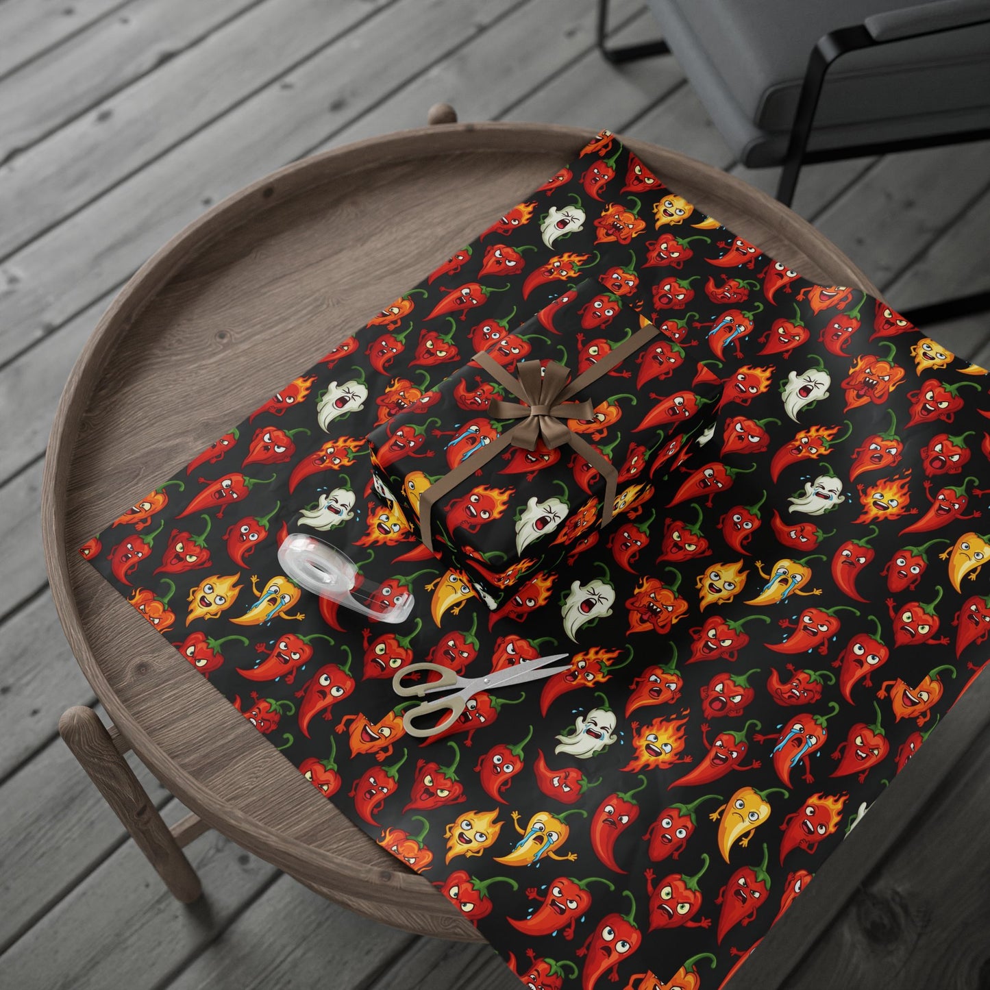 IC Spicy Pepper Pattern Wrapping Paper — Fun Chili Pepper Gift Wrap for Foodies & Fiesta Parties