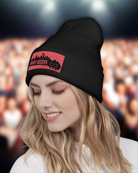 Grungy Geezers Guitar Neck Cityscape Solid Knit Beanie | Sportsman