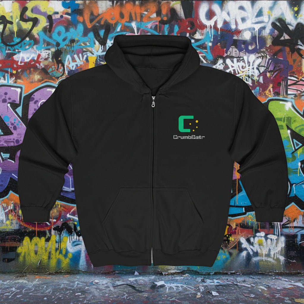 CrumbEatr Dual Logo Zip Hoodie — Retro Pixel Gaming Sweatshirt - The Enchanted Bonsai Bazaar