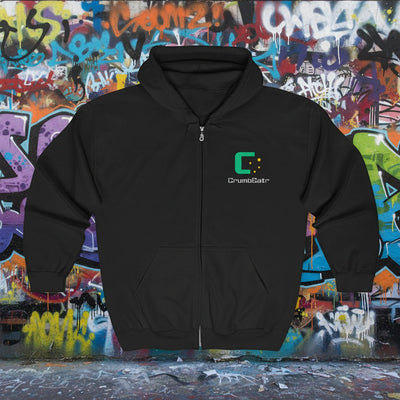 CrumbEatr Dual Logo Zip Hoodie — Retro Pixel Gaming Sweatshirt - The Enchanted Bonsai Bazaar