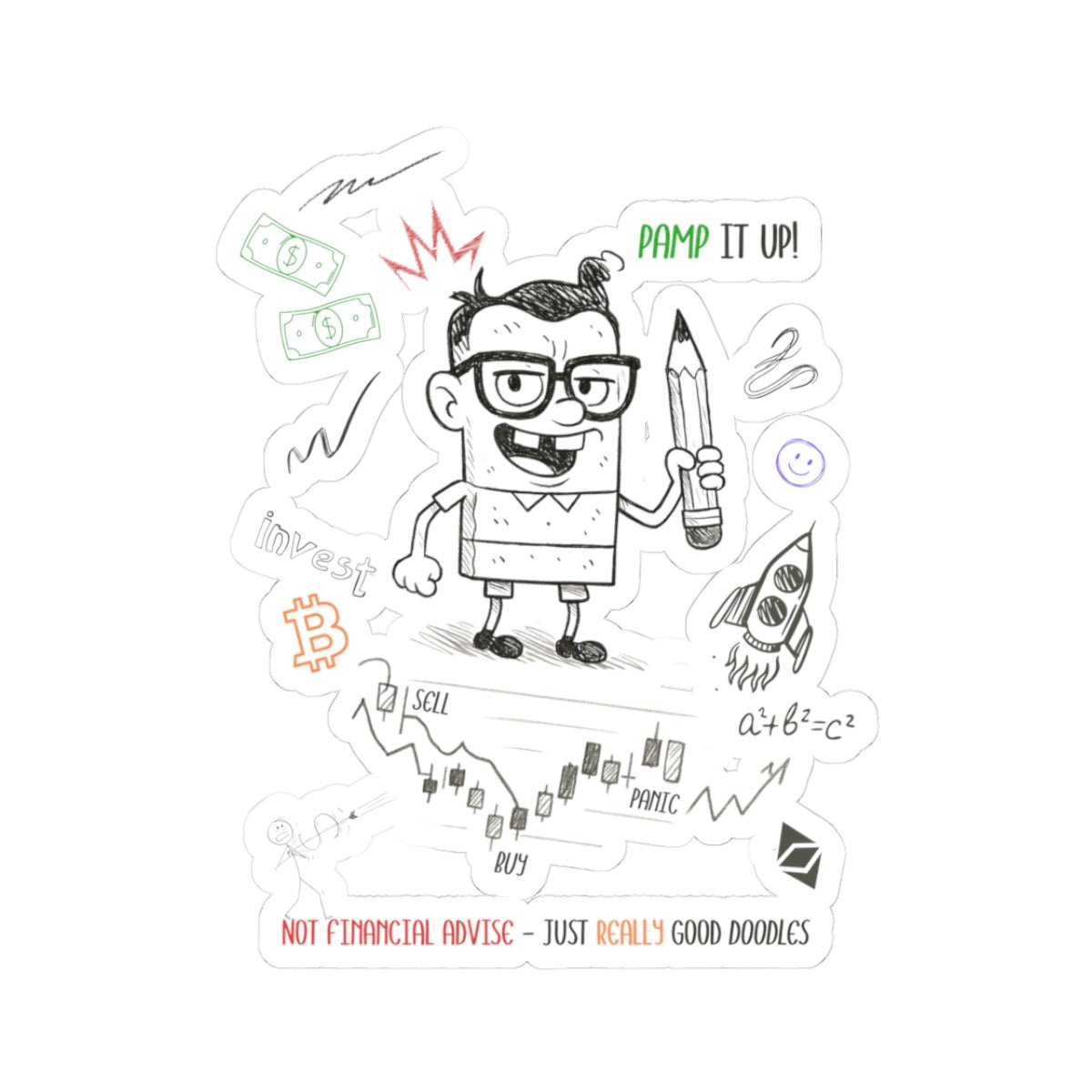 Doodle Finance Sticker Pack — 'Pamp It Up' Kiss - Cut Laptop Stickers - T3kNo - Logic.xyz