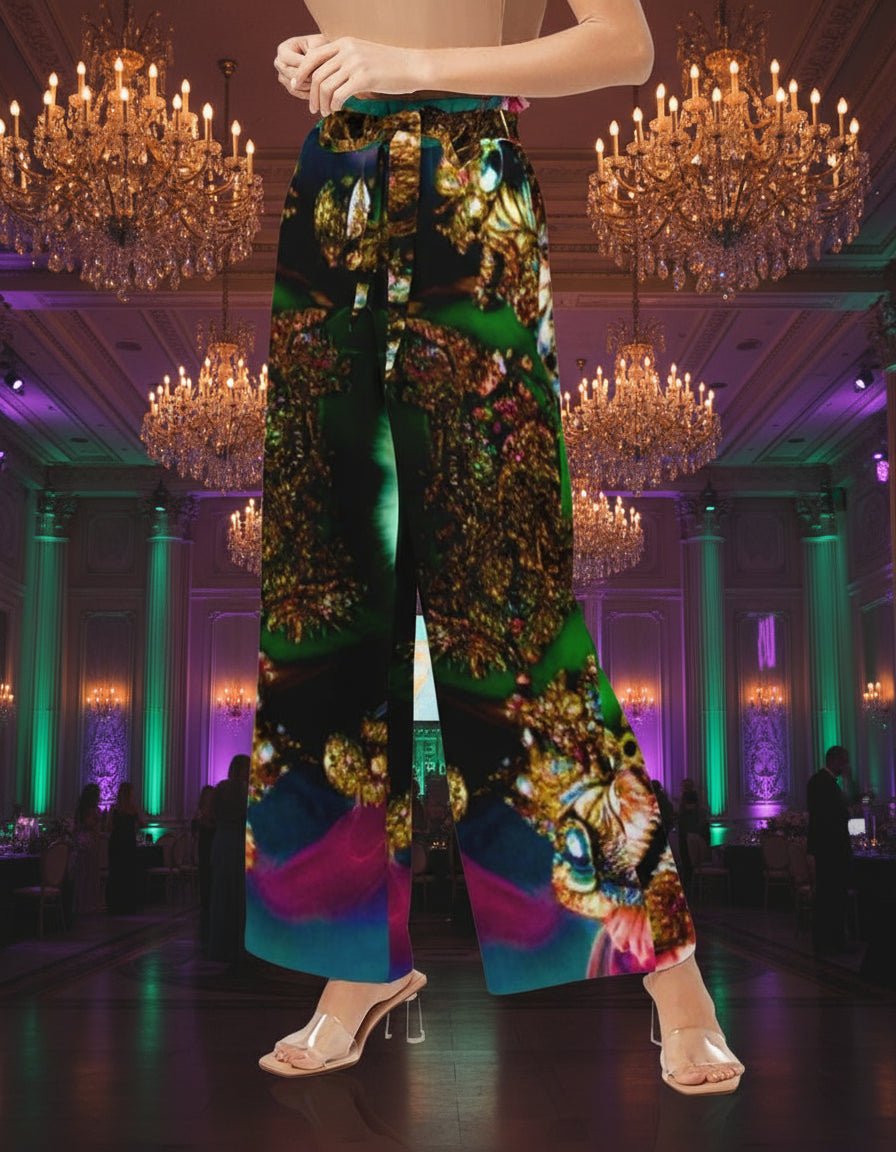 Fractalized Kitty Women's All - Over Print High - Rise Wide Leg Pants - The Enchanted Bonsai Bazaar