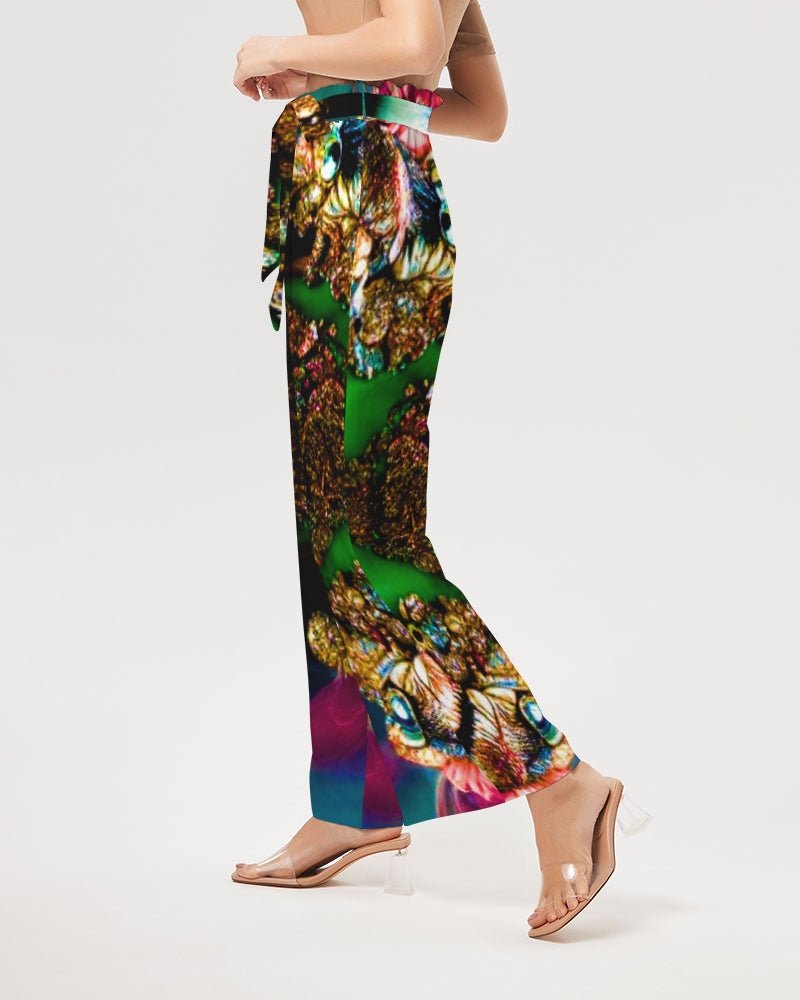 Fractalized Kitty Women's All - Over Print High - Rise Wide Leg Pants - The Enchanted Bonsai Bazaar