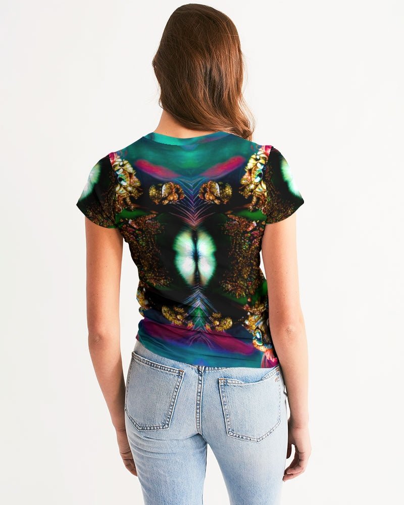 Fractalized Kitty Women's All - Over Print Tee - The Enchanted Bonsai Bazaar