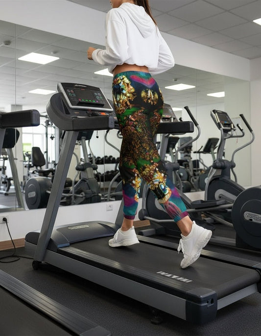 Fractalized Kitty Women's All - Over Print Track Pants - The Enchanted Bonsai Bazaar