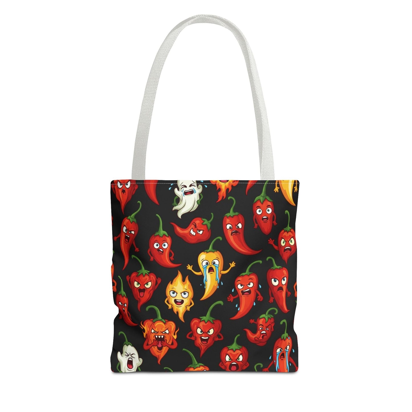 IC Spicy Pepper Tote Bag, Fun Grocery Bag, Cute Gift for Foodies, Chili Pepper Pattern, Stylish Eco - Friendly Bag, Perfect for Markets - The Enchanted Bonsai Bazaar
