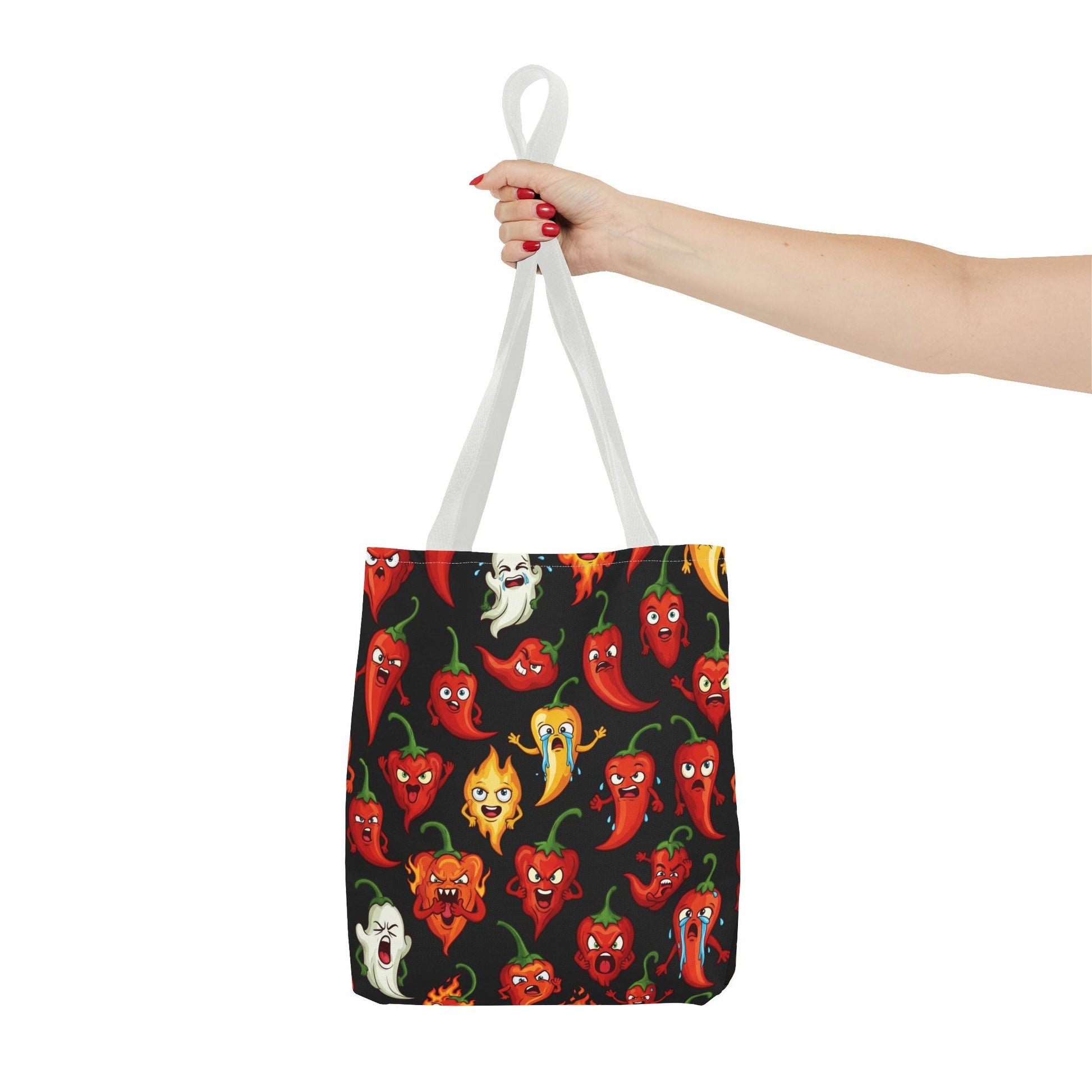 IC Spicy Pepper Tote Bag, Fun Grocery Bag, Cute Gift for Foodies, Chili Pepper Pattern, Stylish Eco - Friendly Bag, Perfect for Markets - The Enchanted Bonsai Bazaar