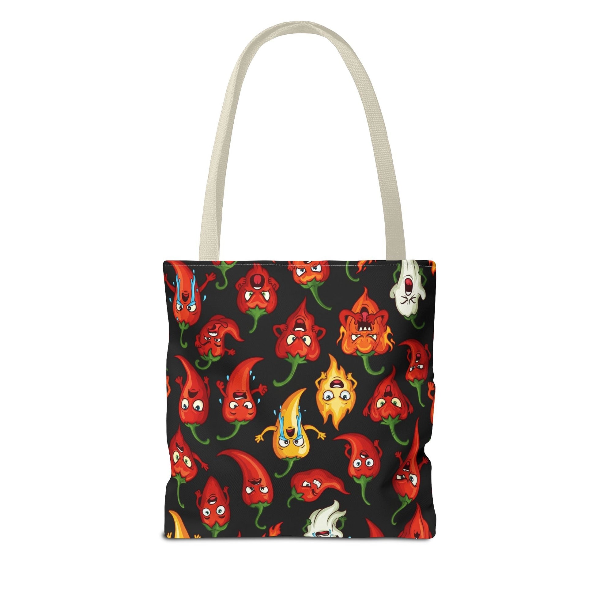 IC Spicy Pepper Tote Bag, Fun Grocery Bag, Cute Gift for Foodies, Chili Pepper Pattern, Stylish Eco - Friendly Bag, Perfect for Markets - The Enchanted Bonsai Bazaar