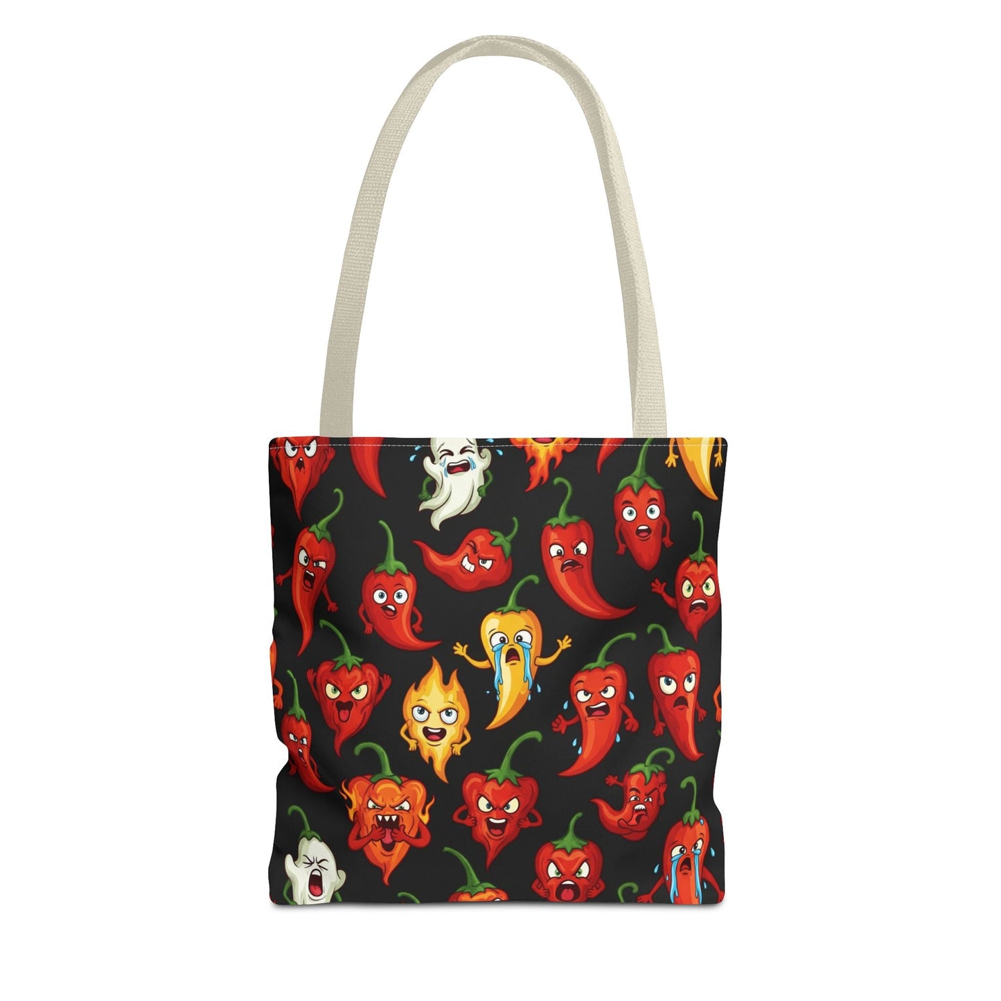 IC Spicy Pepper Tote Bag, Fun Grocery Bag, Cute Gift for Foodies, Chili Pepper Pattern, Stylish Eco - Friendly Bag, Perfect for Markets - The Enchanted Bonsai Bazaar