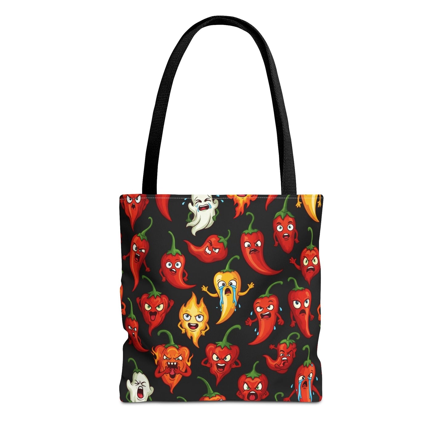 IC Spicy Pepper Tote Bag, Fun Grocery Bag, Cute Gift for Foodies, Chili Pepper Pattern, Stylish Eco - Friendly Bag, Perfect for Markets - The Enchanted Bonsai Bazaar