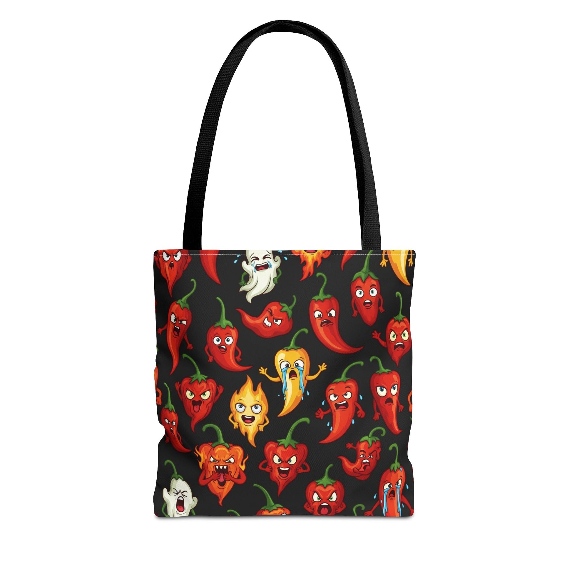 IC Spicy Pepper Tote Bag, Fun Grocery Bag, Cute Gift for Foodies, Chili Pepper Pattern, Stylish Eco - Friendly Bag, Perfect for Markets - The Enchanted Bonsai Bazaar