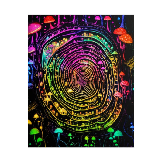 Mushroom Art Trippy Poster T3kNo - Logic "Psylosportal" - The Enchanted Bonsai Bazaar