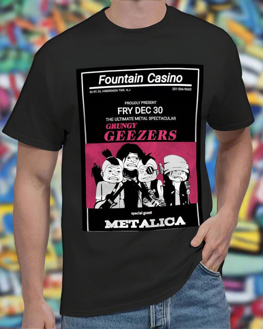T3kNo - Logic | Grungy Geezers "Fountain Park Gig" T-Shirt - T3kNo - Logic.xyz