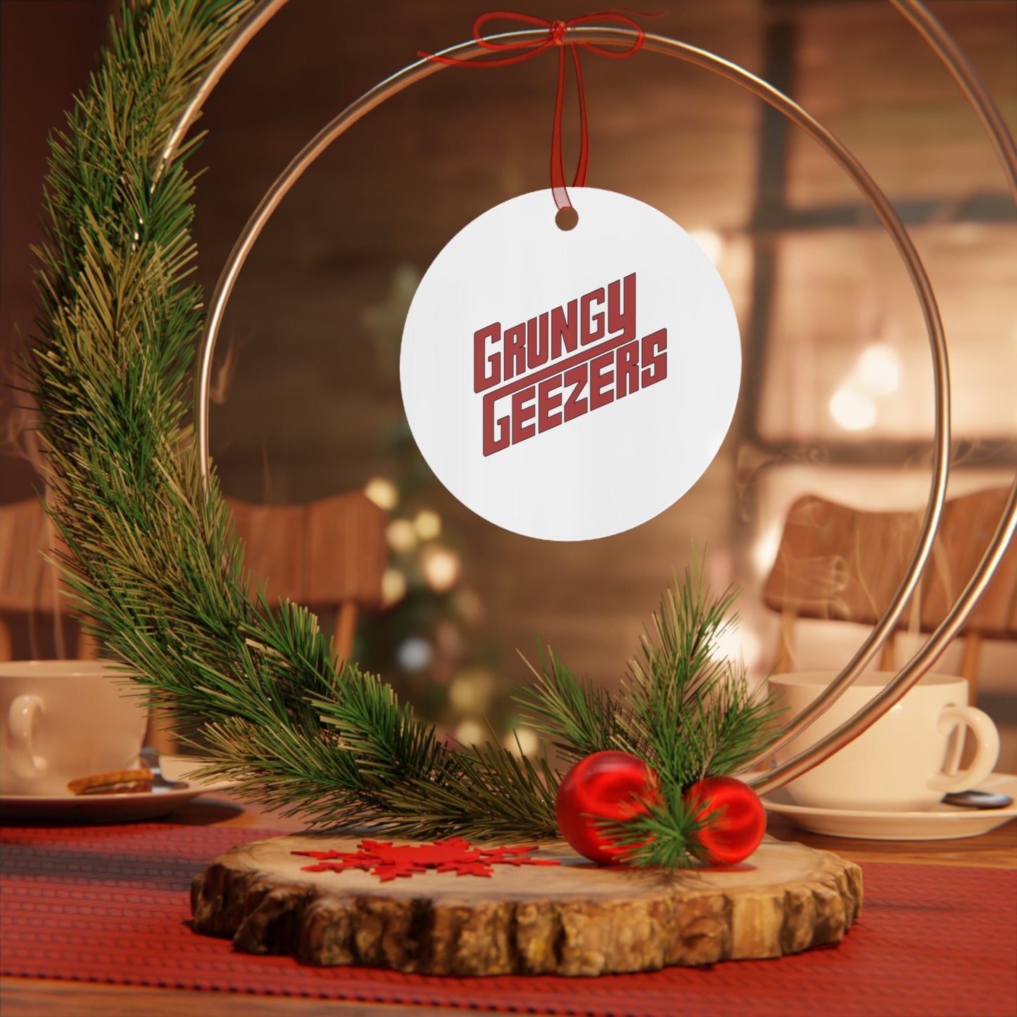 T3kNo - Logic | Grungy Geezers "Rebel Riff" Christmas Ornament - T3kNo - Logic.xyz